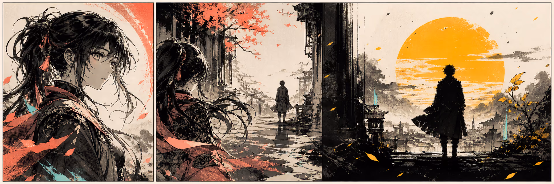 A cinematic story adapting between illustrated and film-like frames